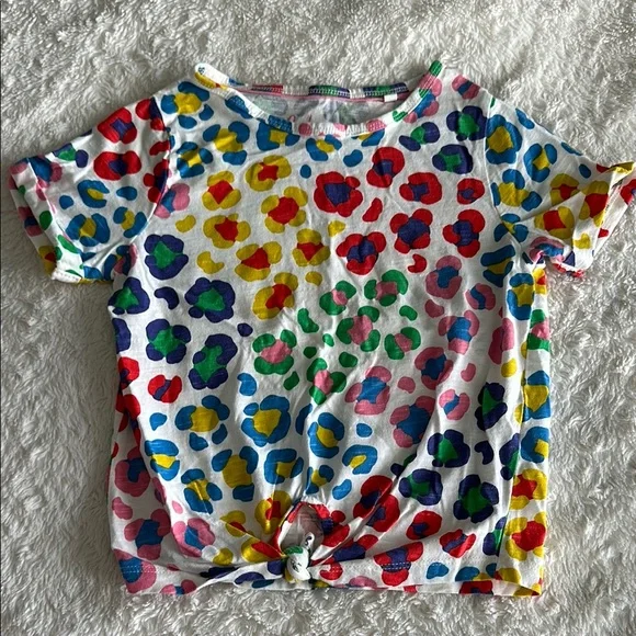 Mini Boden | Shirts & Tops | Mini Boden Girls Size 89 Multicolor Leopard  Print Shirt With Knotted Bottom | Poshmark